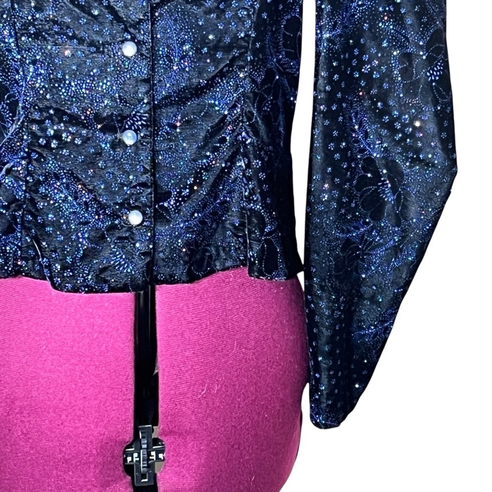 Gunne Sax By Jessica McClintock Velvet Sparkly Long Sleeve Peplum Top Women’s 11 - Picture 4 of 11